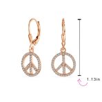 Rose Gold Dangle Chandelier Earrings with Peace Sign & CZ Pave Sterling Silver - Image 8