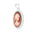 Classic Victorian Lady Portrait Cameo Pendant Necklace Sterling Silver Brooch - Image 3