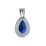 5CT Solitaire Teardrop Halo Cubic Zirconia CZ Pendant Necklace Silver Plated - Image 8