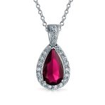 5CT Solitaire Teardrop Halo Cubic Zirconia CZ Pendant Necklace Silver Plated - Image 6