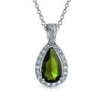 5CT Solitaire Teardrop Halo Cubic Zirconia CZ Pendant Necklace Silver Plated - Image 4