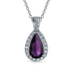 5CT Solitaire Teardrop Halo Cubic Zirconia CZ Pendant Necklace Silver Plated - Image 5