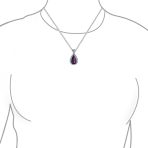 5CT Solitaire Teardrop Halo Cubic Zirconia CZ Pendant Necklace Silver Plated - Image 11