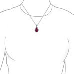 5CT Solitaire Teardrop Halo Cubic Zirconia CZ Pendant Necklace Silver Plated - Image 18