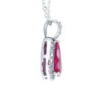 Solitaire Teardrop Halo Blue Green Red Cubic Zirconia CZ Pendant Necklace Earrings Jewelry Set - Image 9