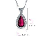 5CT Solitaire Teardrop Halo Cubic Zirconia CZ Pendant Necklace Silver Plated - Image 24
