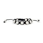 White Baroque Freshwater Pearl Strand Bracelet with Black Cord String