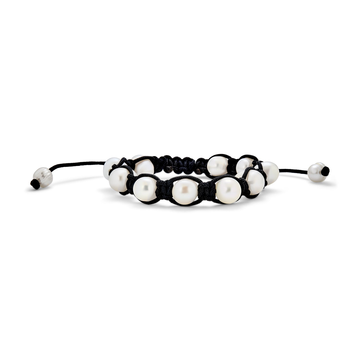 pearl-bracelet-macrame-baroque_cb-br11790r_1 White Baroque Freshwater Pearl Strand Bracelet with Black Cord String - Image 1