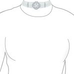 Antique Art Deco Style Statement 5 Row Wide Comfort Stretch White Simulated Pearl Floral Silver Plated Brass - Image 2