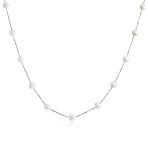 Bridal Tin Cup Freshwater Cultured Pearl Chain Station Necklace Sterling Silver - Image 6