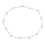 Bridal Tin Cup Freshwater Cultured Pearl Chain Station Necklace Sterling Silver - Image 2