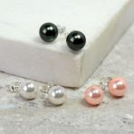 Classic Black Peacock Simulated Pearl Drop Ball Earrings  Sterling Silver - Image 5