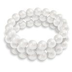 Fashion Set Of 3 Stackable White Faux Pearl Strand Stretch Bracelet 8MM Beads