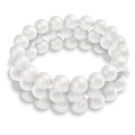 Fashion Set Of 3 Stackable White Faux Pearl Strand Stretch Bracelet 8MM Beads