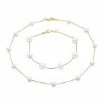 Black Freshwater Cultured Pearl Tin Cup Necklace & Bracelet Set Sterling Silver - Image 2