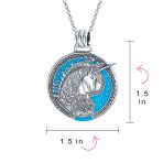 Unisex Pegasus Medallion Celestial Blue Pendant Necklace in Sterling Silver - Image 4