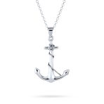 Nautical Tropical Ship Boat Rope Anchor Pendant Necklace .925 Sterling Silver