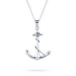 Nautical Tropical Ship Boat Rope Anchor Pendant Necklace .925 Sterling Silver