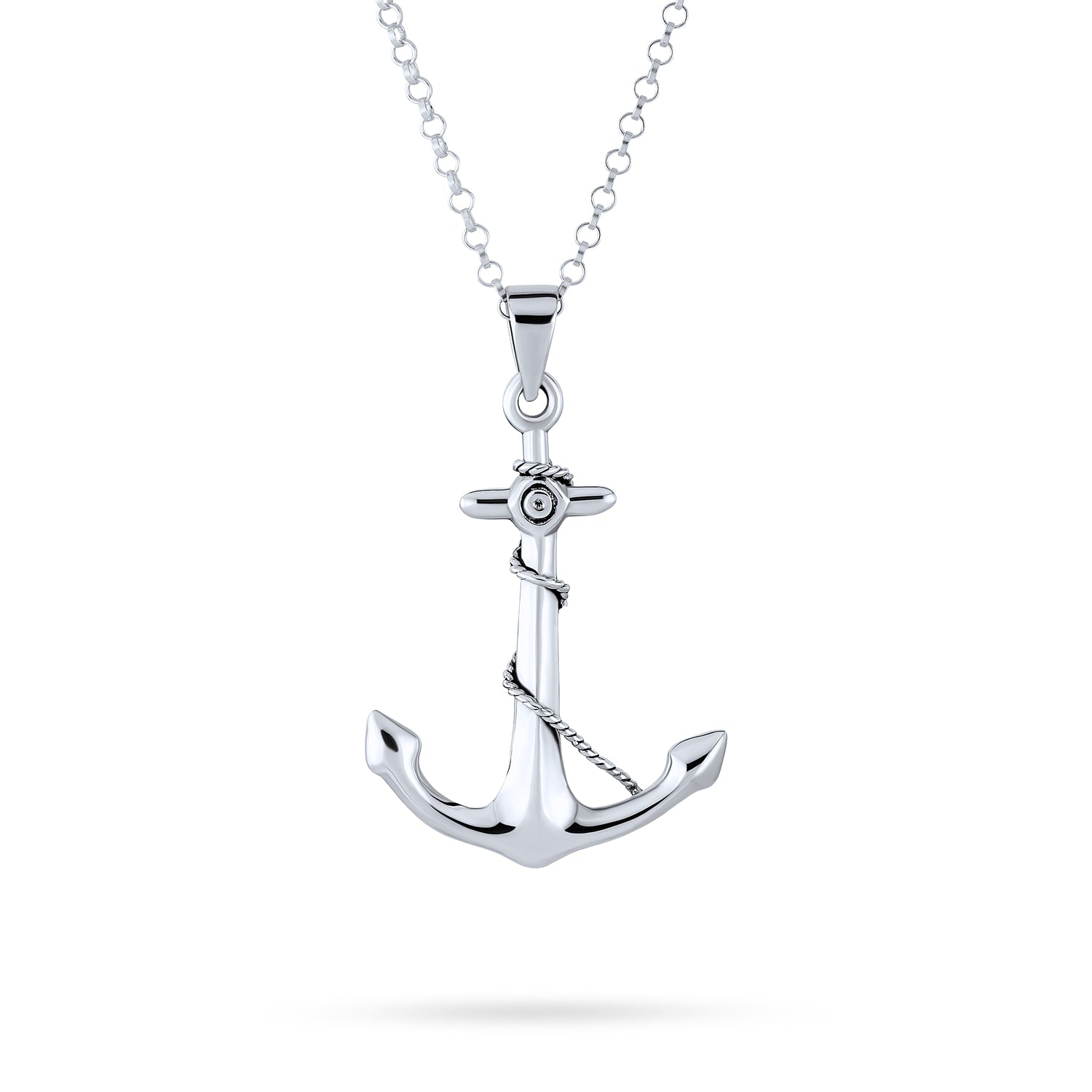 pendant-boat-anchor-nautical-silver_cl-p-6049 Nautical Tropical Ship Boat Rope Anchor Pendant Necklace .925 Sterling Silver - Image 1