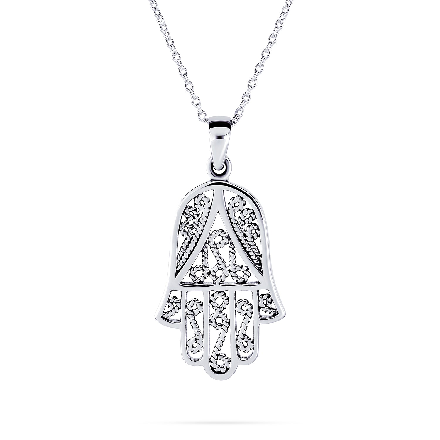 pendant-charm-hamsa-hand_n-ssp-969_1 Yoga Filigree Hamsa Pendant Necklace in Sterling Silver - Hand of God Amulet - Image 1