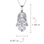 Yoga Filigree Hamsa Pendant Necklace in Sterling Silver - Hand of God Amulet - Image 4