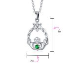 Traditional Irish Kelly Green CZ Celtic Love Knot Claddagh Pendant Necklace - Image 4