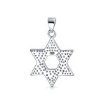 Magen Judaic Jewelry Inlay Created Blue Opal Star Of David Pendant Necklace .925 Sterling Silver - Image 3
