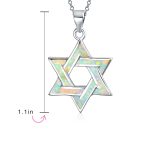 Magen Judaic Jewelry Inlay Created Blue Opal Star Of David Pendant Necklace .925 Sterling Silver - Image 7