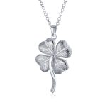 Saint Patrick Shamrock Good Luck Charm Pendant Necklace in Sterling Silver - Image 2