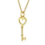 Romantic Key to Her Heart Pendant Necklace Gold Plated .925 Sterling Silver
