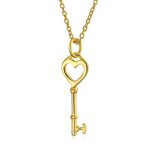 Romantic Key to Her Heart Pendant Necklace Gold Plated .925 Sterling Silver
