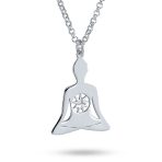 Mediation Celestial Fairy Star Heptagram Buddha Pendant Necklace Sterling Silver