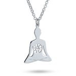 Mediation Celestial Fairy Star Heptagram Buddha Pendant Necklace Sterling Silver