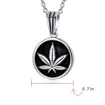 Unisex Retro Hemp Cannabis Leaf Pendant Necklace in Oxidized Sterling Silver - Image 4