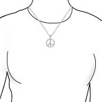 Pave CZ Peace Sign Pendant Necklace in Sterling Silver with Chain - Image 3