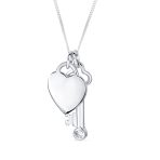 Key to Her Heart Love Lock & Key, Heart Charm Pendant Necklace .925 Sterling Silver - Image 2