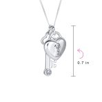Key to Her Heart Love Lock & Key, Heart Charm Pendant Necklace .925 Sterling Silver - Image 4