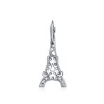 Rose Gold Eiffel Tower Pendant Necklace Cubic Zirconia Pave on Sterling Silver - Image 3