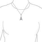 Rose Gold Eiffel Tower Pendant Necklace Cubic Zirconia Pave on Sterling Silver - Image 5