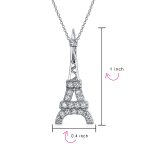 Rose Gold Eiffel Tower Pendant Necklace Cubic Zirconia Pave on Sterling Silver - Image 7