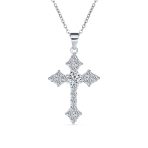 Elegant Bridal Necklace with Vintage CZ Cross Pendant in Sterling Silver