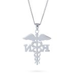 Angel Wings Stethoscope RN Nurse Caduceus Pendant Necklace - Image 2