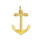 Traditional Nautical 14K Yellow Gold Boat Anchor Pendant Necklace 16 Inch Chain - Image 2