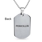 Medical ID Dog Tag Stainless Pendant Necklace 20 Inch - Image 57
