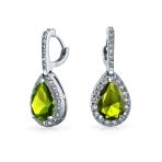 Classic 7CT Aqua Blue Cubic Zirconia CZ Large Teardrop Earrings Hinge Clip Closure - Image 4