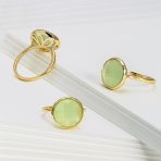 Multifaceted Seafoam Green or Pink Quartz Silver Ring 14K Gold Plated Silver - Image 4