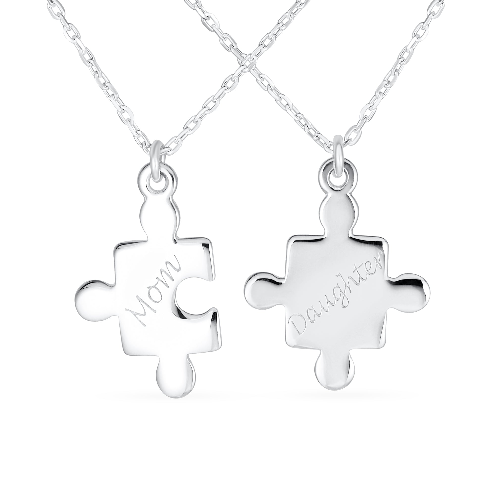 personalize-2-pc-puzzle-silver-pendant-srn-s124577n-01 Best Friends 2 PC Set Puzzle Word Mother Daughter Pendant Necklace .925 Sterling Silver - Image 1
