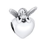 Personalized Initial Alphabet Bead Charm Fairy Angel Wings Heart Sterling Silver