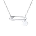 Solidarity Round Circle Sideways Safety Pin Pendant Necklace Sterling Silver - Image 2