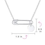 Solidarity Round Circle Sideways Safety Pin Pendant Necklace Sterling Silver - Image 77